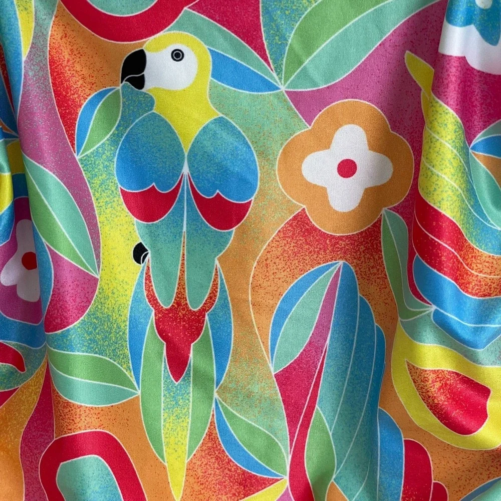NWOT‎ Kenny Flowers Womens M/L Caribbean Ruffle One Piece With Ruching Swimsuit